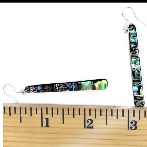 925 Sterling Silver Abalone Dangle Earrings - Picture 3 of 4